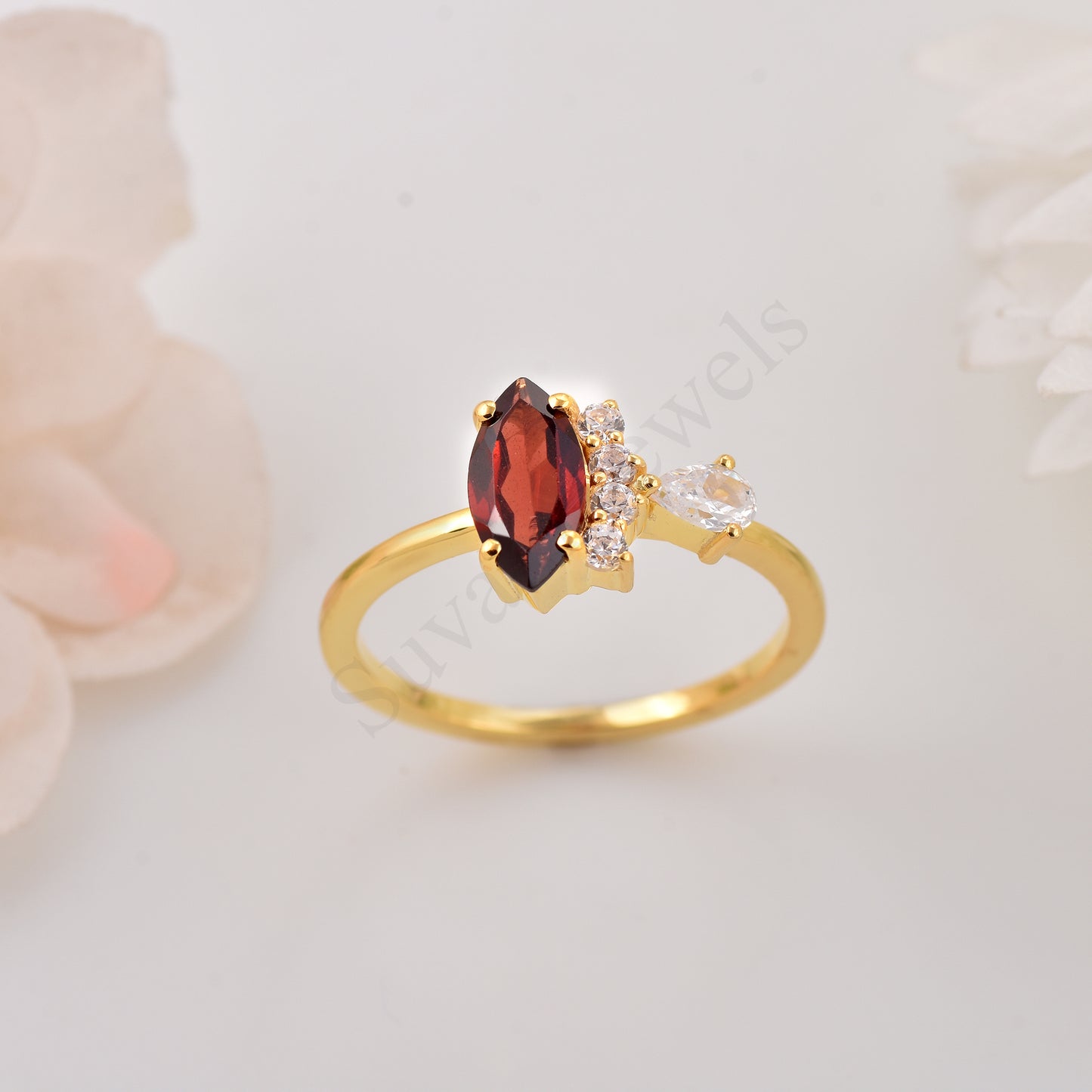 Garnet Half Halo Ring