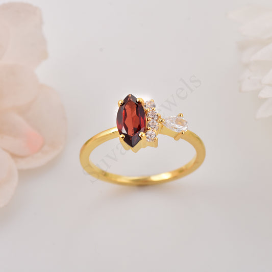 Garnet Half Halo Ring