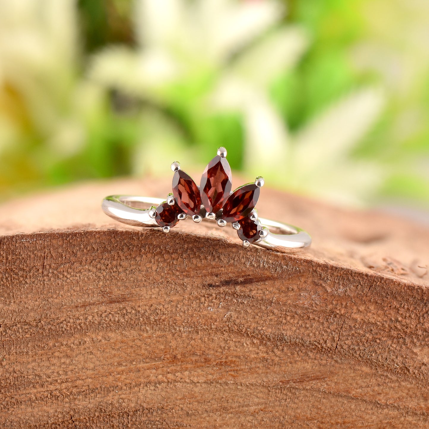 Marquise Red Garnet Matching  Ring