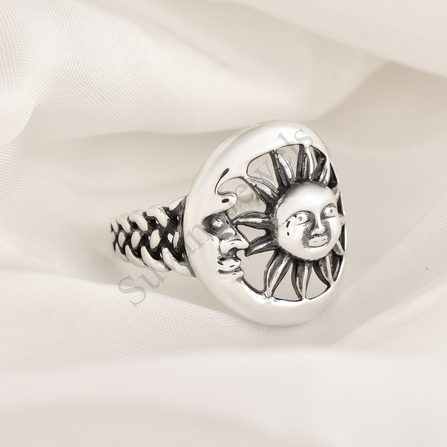 Sterling Silver Sun And Moon Ring