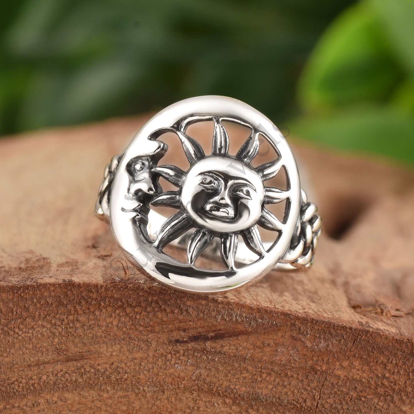 Sterling Silver Sun And Moon Ring