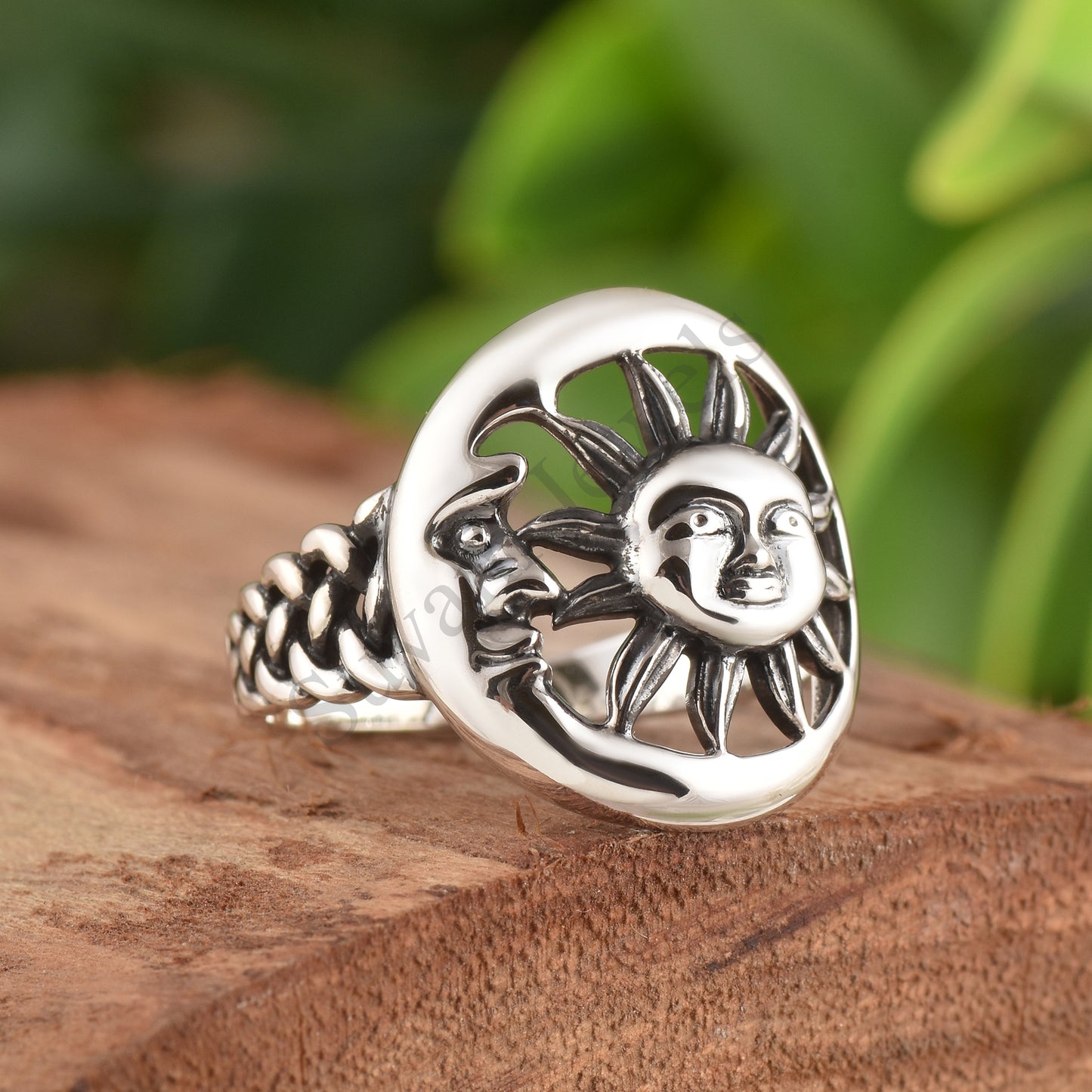 Sterling Silver Sun And Moon Ring