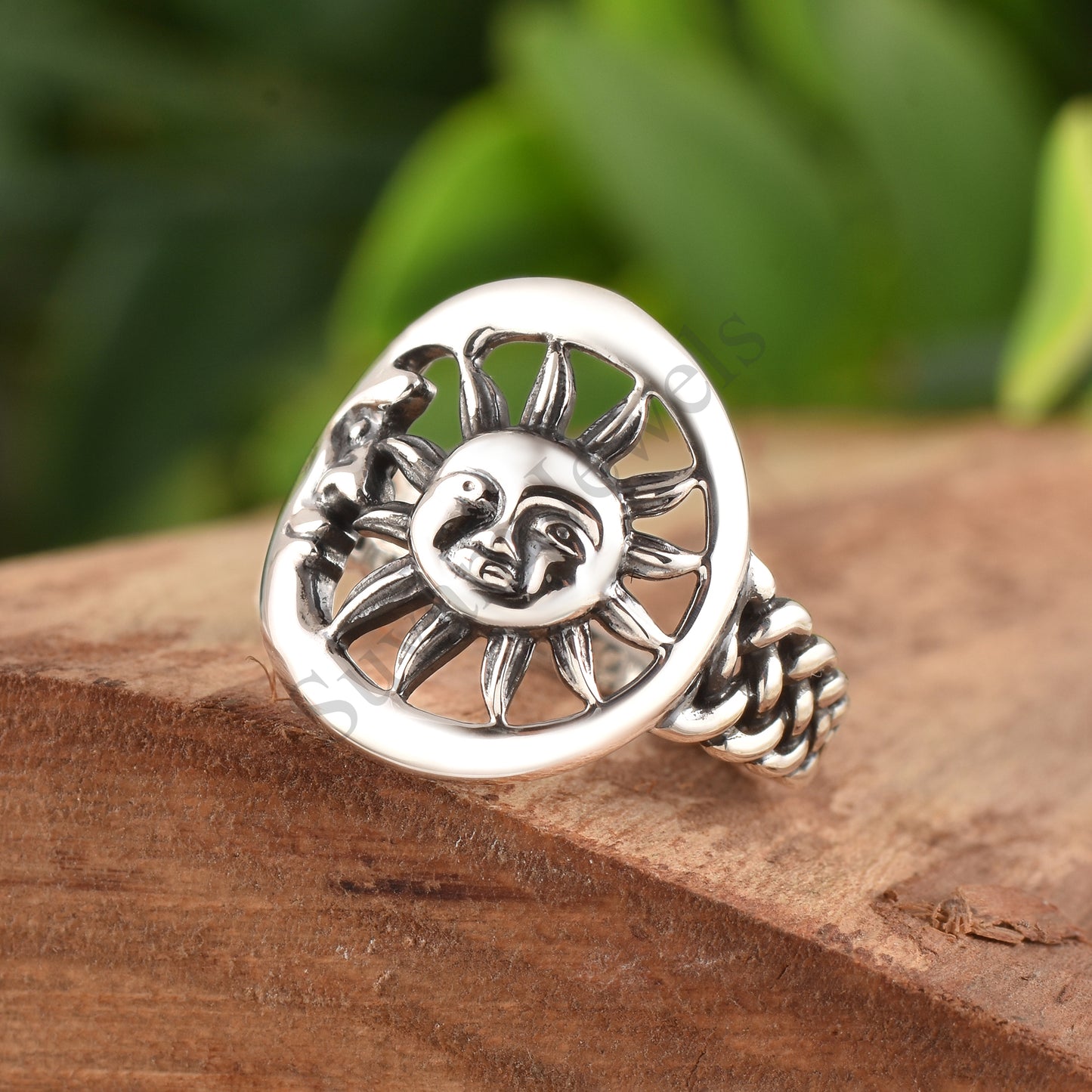 Sterling Silver Sun And Moon Ring
