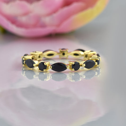 Full Eternity Black Onyx Wedding Band