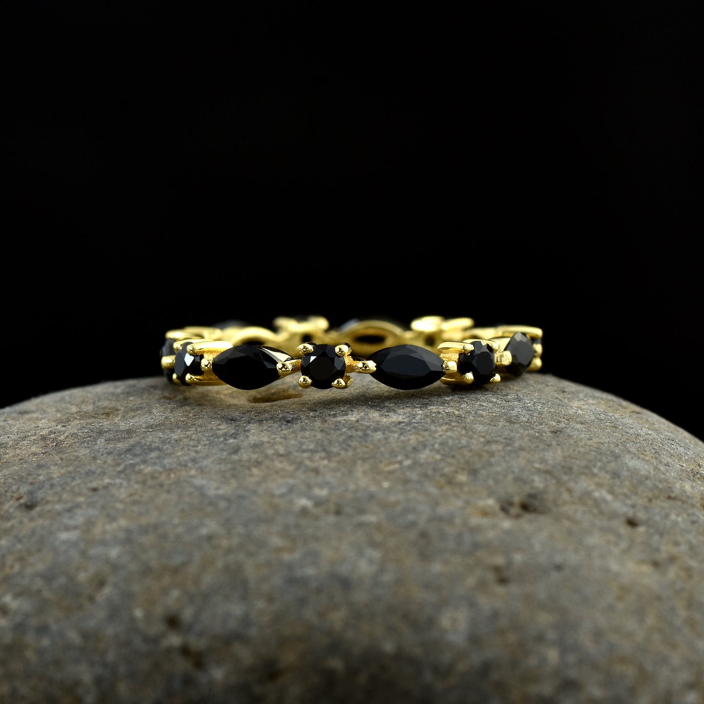 Full Eternity Black Onyx Wedding Band