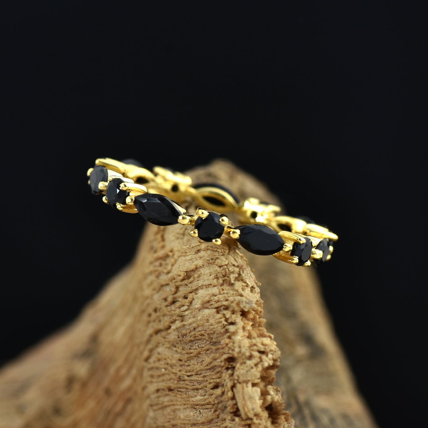 Full Eternity Black Onyx Wedding Band