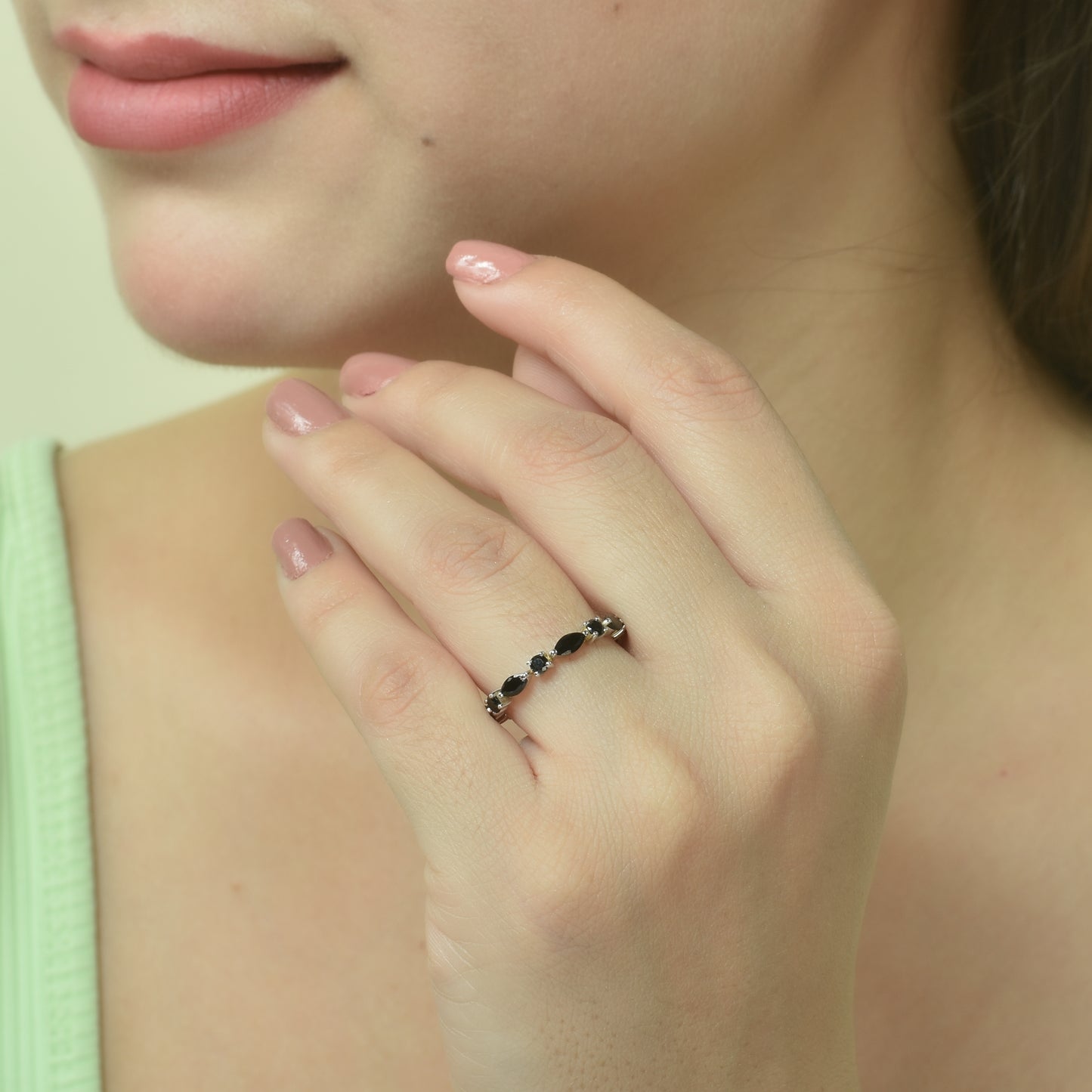 Full Eternity Black Onyx Wedding Band