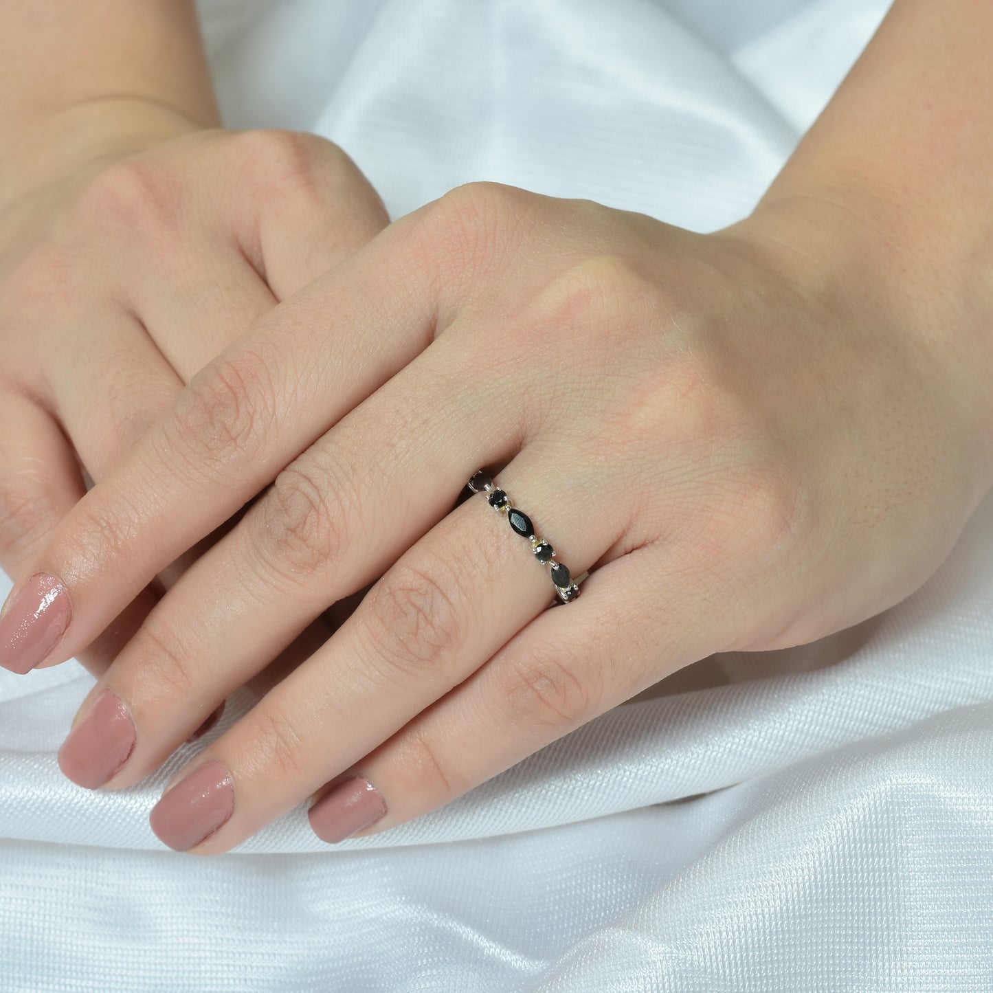 Full Eternity Black Onyx Wedding Band