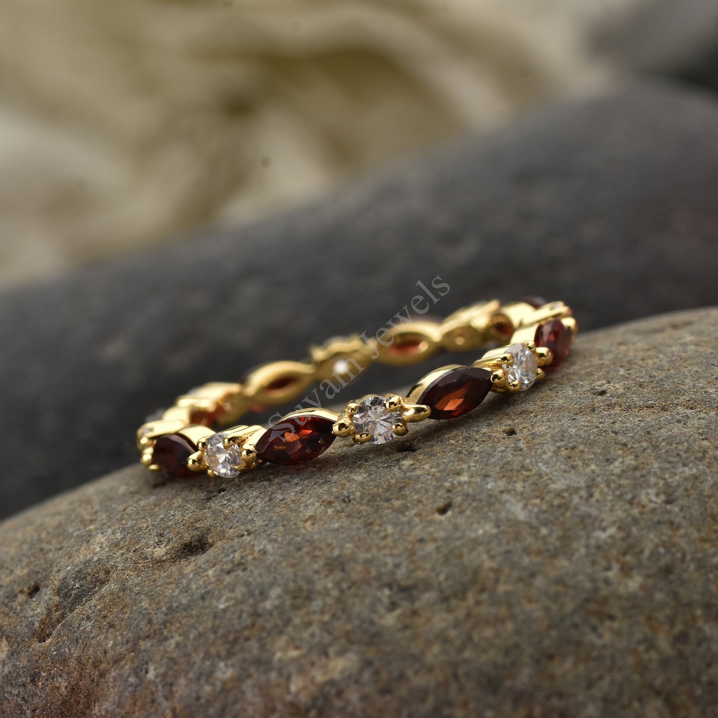 Full Eternity Garnet Wedding Band