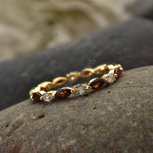Full Eternity Garnet Wedding Band