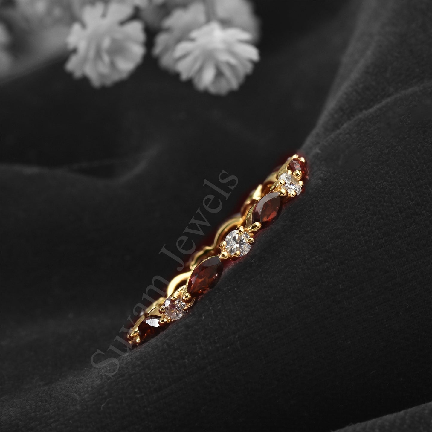 Full Eternity Garnet Wedding Band