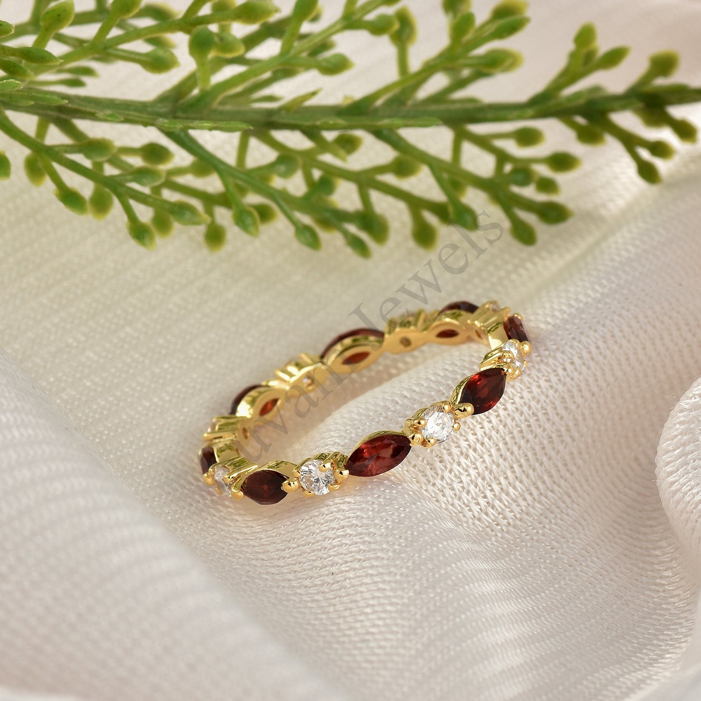 Full Eternity Garnet Wedding Band