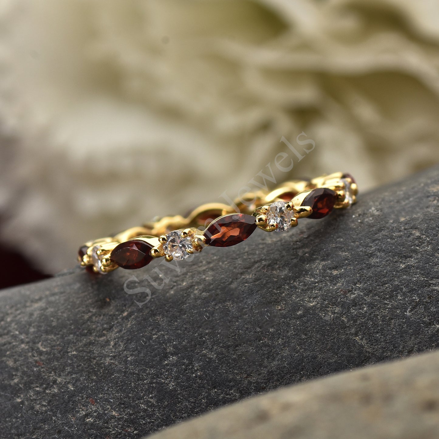 Full Eternity Garnet Wedding Band