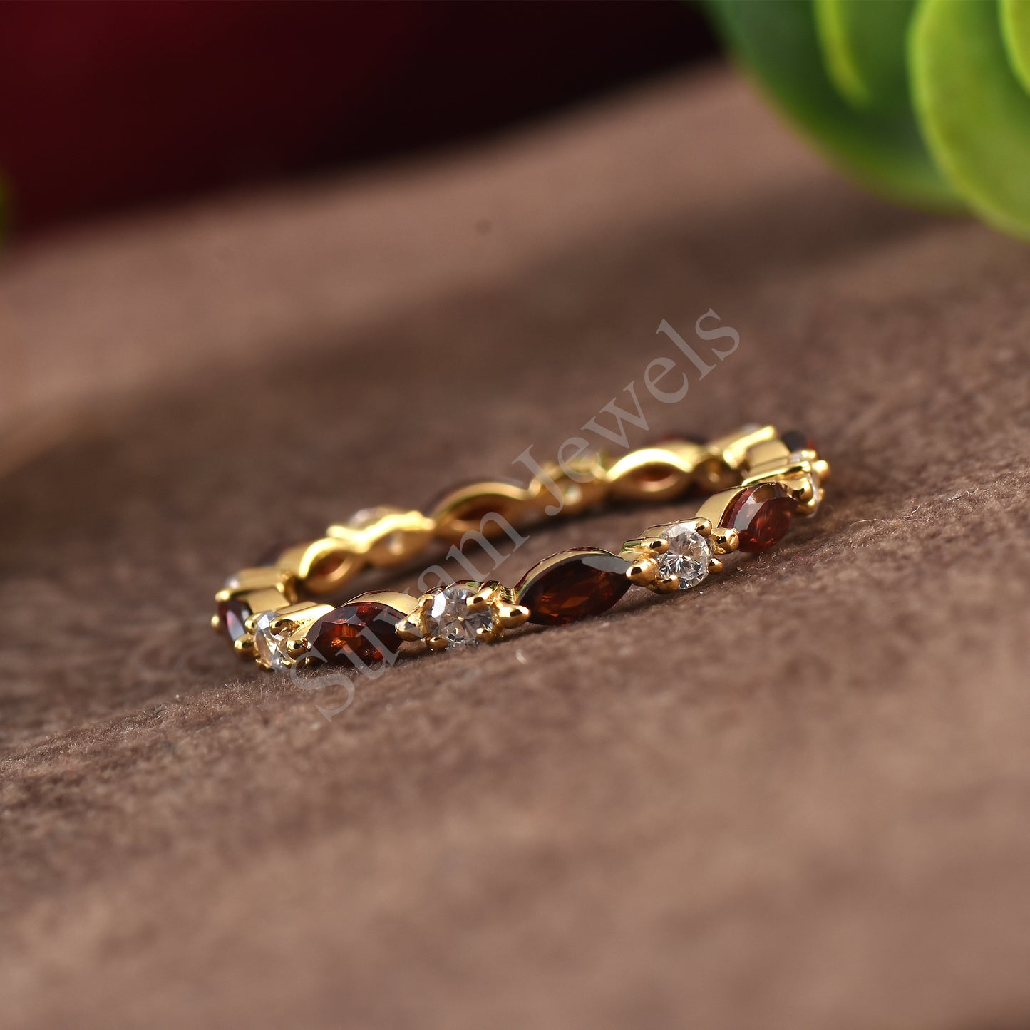 Full Eternity Garnet Wedding Band