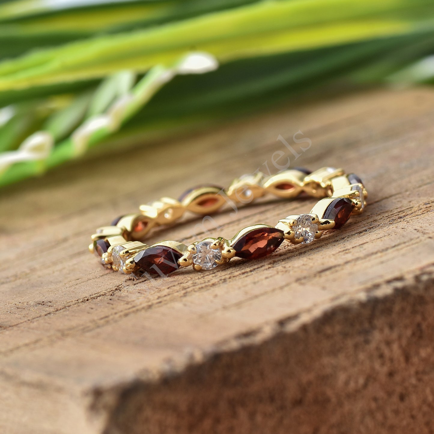 Full Eternity Garnet Wedding Band
