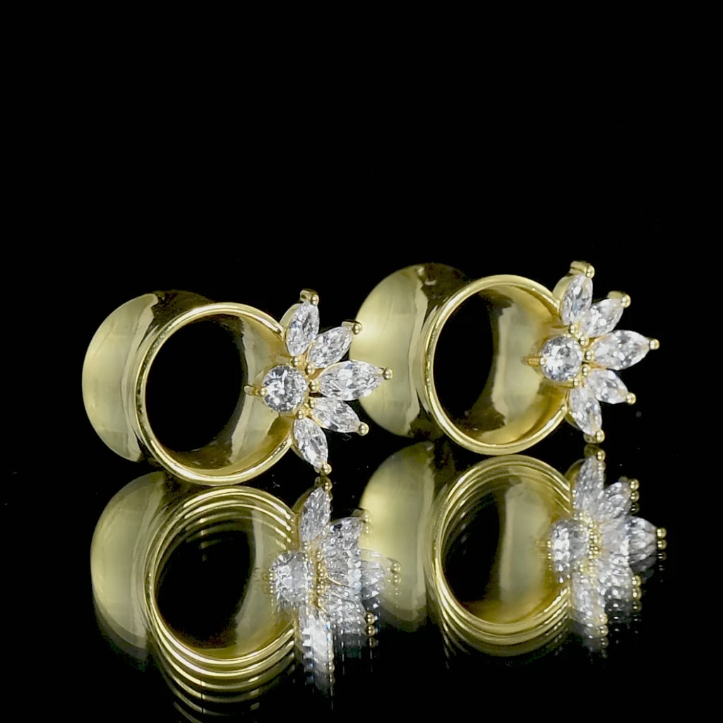 Cubic Zirconia 925 Sterling Silver Ear Plugs Tunnels