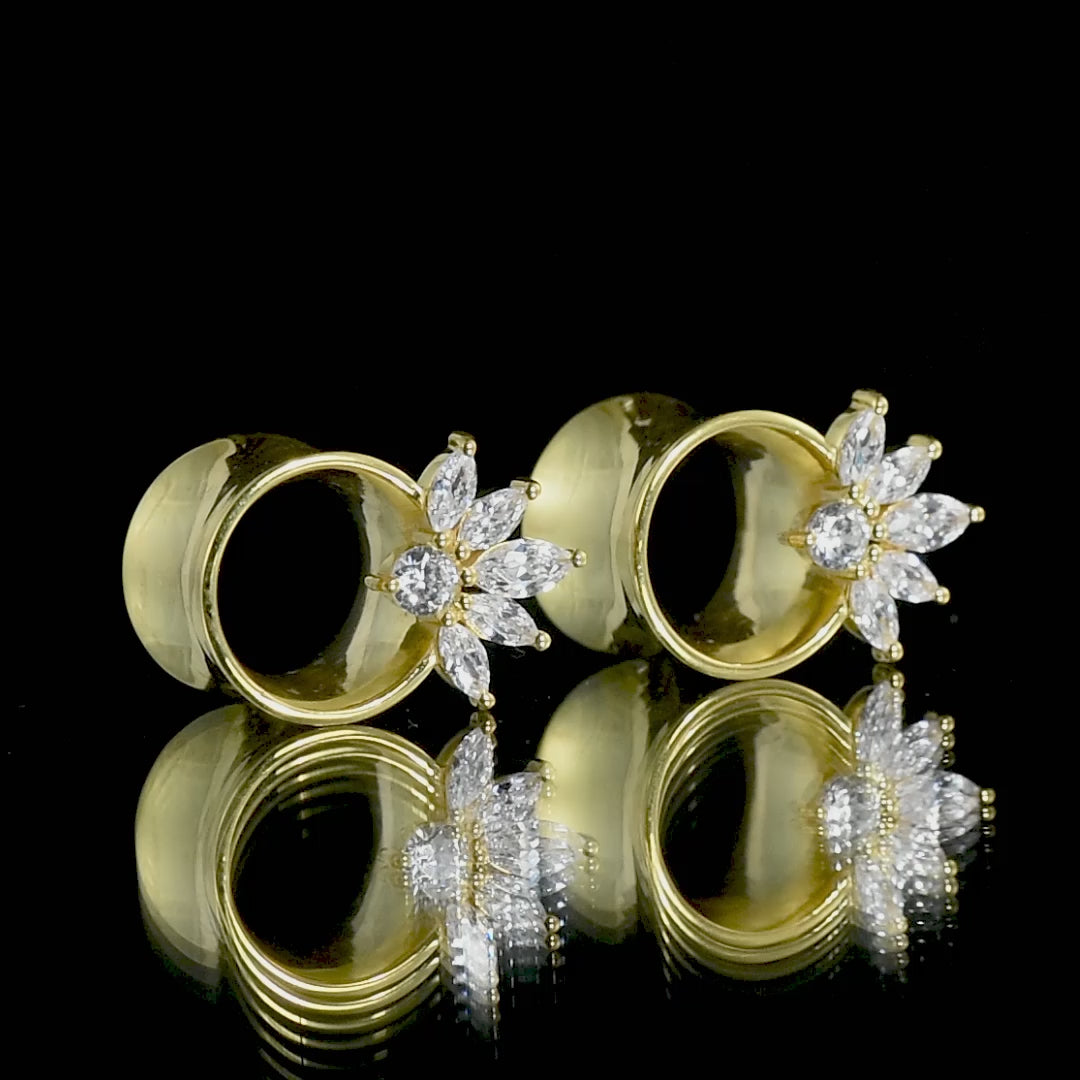 Cubic Zirconia 925 Sterling Silver Ear Plugs Tunnels